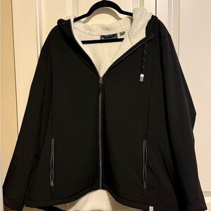 Free Country Black Zip Jackst with White Sherpa Lining